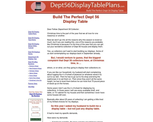 Dept 56 Display Table Plans